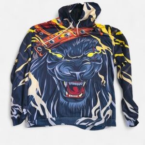 Y2K DYKHMILY Dark Streetwear Anime Inspired Wolf Graphic Hoodie